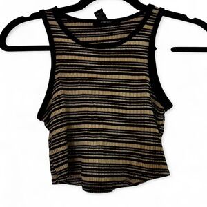 Forever 21 Black and Tan Striped Crop Top